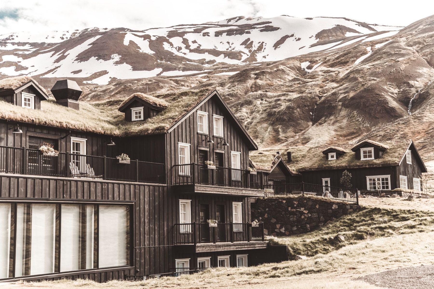 Mountain property with grass roofs